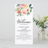 Elegant Bloemen Waterverf Trouwprogramma 4x9 Programmakaart (Staand voorkant)