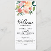 Elegant Bloemen Waterverf Trouwprogramma 4x9 Programmakaart (Voorkant)