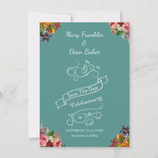 Elegant Bloemen Waterverf Tuin Bruiloft Save The Date (Voorkant)