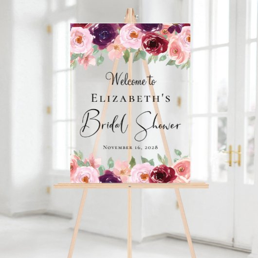 Elegant Bloemen Waterverf Vrijgezellenfeest Welkom Acryl Bord