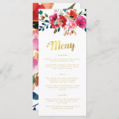 Elegant Bloemen Waterverf Zweeds Bruiloft Menu (Voorkant / Achterkant)