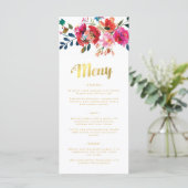 Elegant Bloemen Waterverf Zweeds Bruiloft Menu (Staand voorkant)