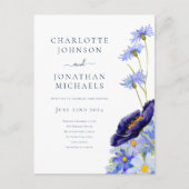 Elegant Bloemen Wildflower Blauw Uitnodiging Briefkaart (Voorkant)