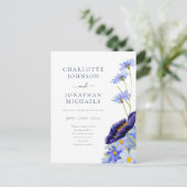 Elegant Bloemen Wildflower Blauw Uitnodiging Briefkaart (Staand voorkant)