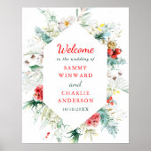 Elegant Bloemen Winter Bruiloft Welkomstbord Poster (Voorkant)