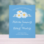 Elegant Bloemen Wit Daisies Bruiloft Blauw Acryl Bord (Neutraal)