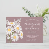 Elegant Bloemen Wit Daisies Roze Bruiloft Kaart (Staand voorkant)
