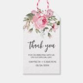 Elegant Bloemen Wit en Blush Dank u Favor Cadeaulabel (Voorkant)