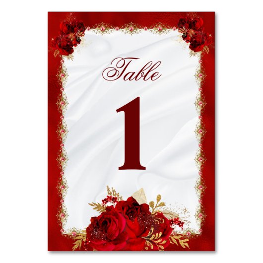 Elegant Bloemen Wit Rood Rozen Bruiloft Kaart (Voorkant)