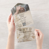 Elegant  Bloemen Wit Rose QR Code All In One Uitnodiging (Afscheurbaar)