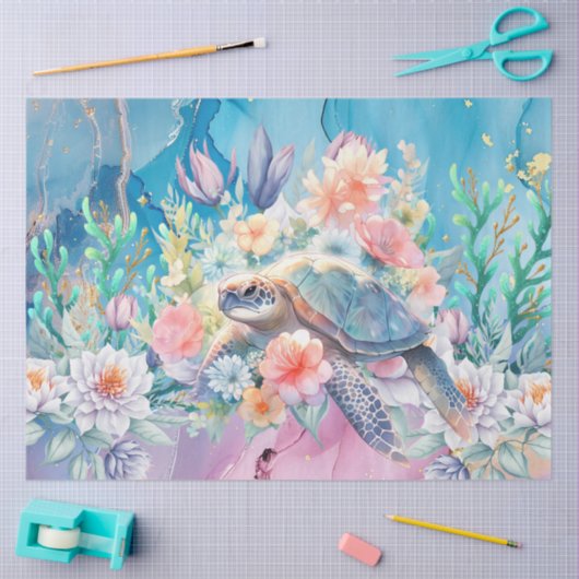 Elegant Bloemen Zee Schildpad Decoupage Tissuepapier (Craft)