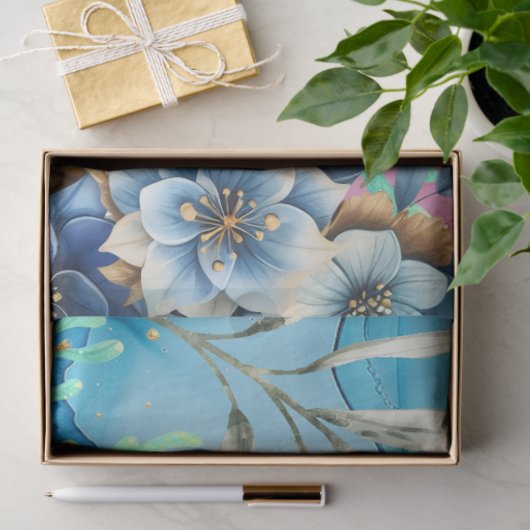 Elegant Bloemen Zee Schildpad Decoupage Tissuepapier (Geschenk)