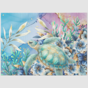 Elegant Bloemen Zee Schildpad Decoupage Tissuepapier