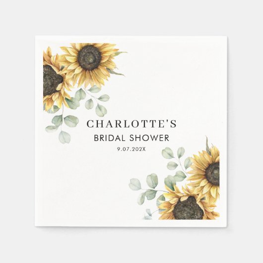 Elegant Bloemen Zonnebloem Vrijgezellenfeest Papie Servet (Voorkant)