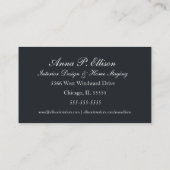 Elegant Bloemen Zwart Backgrpond Generieke Sjabloo Visitekaartje (Achterkant)