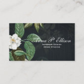 Elegant Bloemen Zwart Backgrpond Generieke Sjabloo Visitekaartje (Voorkant)