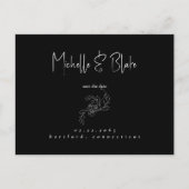 Elegant  Bloemen Zwart Bruiloft Save the Date Briefkaart (Voorkant)