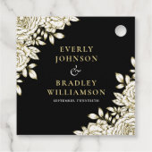 Elegant Bloemen Zwart Goud Minimale Formele Bruilo Bedankjes Labels (Achterkant)