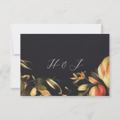 Elegant Bloemen Zwart QR Code Bruiloft RSVP Kaartje (Achterkant)