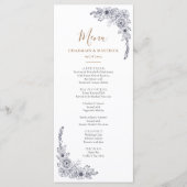 Elegant Bloemen Zwart & Wit Bruiloft Menu (Voorkant)