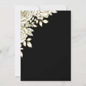 Elegant Bloemen Zwart Wit Goud Rozen Bruiloft Kaart (Achterkant)