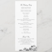 Elegant Bloemen  Zwart Wit Huwelijksprogramma Programmakaart (Achterkant)