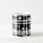Elegant bloemen zwart wit plaid patroon koffiemok (Center)