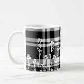 Elegant bloemen zwart wit plaid patroon koffiemok (Links)