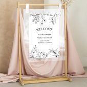 Elegant Bloemen Zwart-wit Welkom Bruiloft Poster