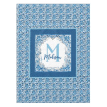 Elegant  bloemenaqua Blauw geel monogram
