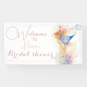 Elegant bloemenaquarel Vrijgezellenfeest Spandoek (Horizontaal)