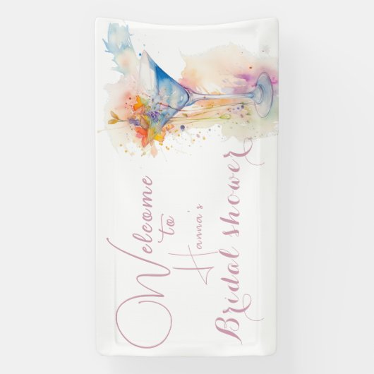 Elegant bloemenaquarel Vrijgezellenfeest Spandoek (Verticaal)