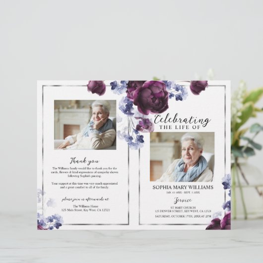 Elegant bloemenbegrafenisprogramma | Volgorde van  (Staand voorkant)