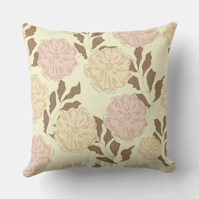 Elegant bloemenbeige patroon kussen (Achterkant)