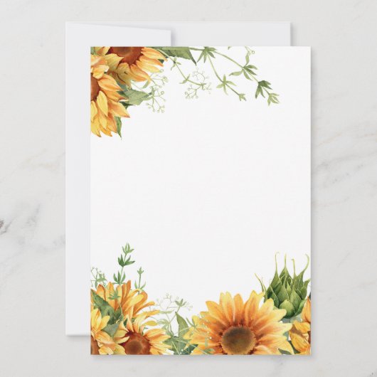 Elegant bloemenblad zonnebloem vrijgezellenfeest kaart (Achterkant)