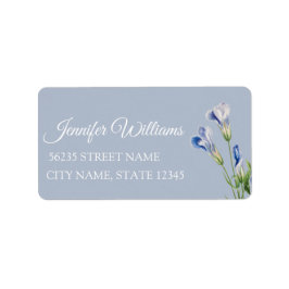 Elegant bloemenblauw baby shower retouradres etiket