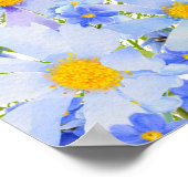 Elegant Bloemenblauw Bruiloft 12 Tafel Zitkaart Poster (Hoek)