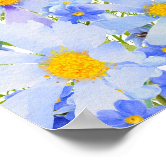 Elegant Bloemenblauw Bruiloft 12 Tafel Zitkaart Poster (Hoek)