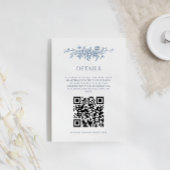 Elegant  Bloemenblauw Bruiloft QRcode Details Informatiekaartje