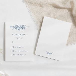 Elegant  Bloemenblauw Bruiloft RSVP