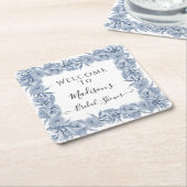 Elegant bloemenblauw Chinoiserie Vrijgezellenfeest Kartonnen Onderzetters (Schuin)