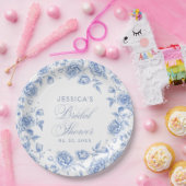 Elegant bloemenblauw Chinoiserie Vrijgezellenfeest Papieren Bordje (Feest)