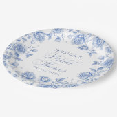 Elegant bloemenblauw Chinoiserie Vrijgezellenfeest Papieren Bordje (Gekanteld)
