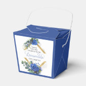 Elegant bloemenblauw Roos Eucalyptus quinceanera Bedankdoosjes (Voorkant Zijde)