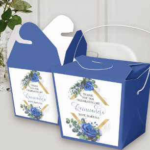 Elegant bloemenblauw Roos Eucalyptus quinceanera Bedankdoosjes