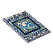 Elegant bloemenblauw tegel chinoiserie monogram notitieboek (Rechterzijde)