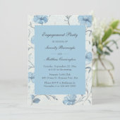 Elegant Bloemenblauw  Tuin Verloving Kaart (Staand voorkant)