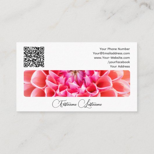 Elegant bloemenbloem bloesem kalligrafie QR-code Visitekaartje (Achterkant)