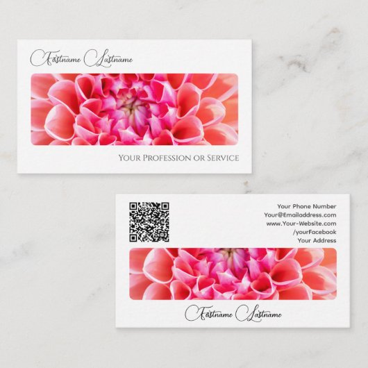 Elegant bloemenbloem bloesem kalligrafie QR-code Visitekaartje (Voorkant / Achterkant)