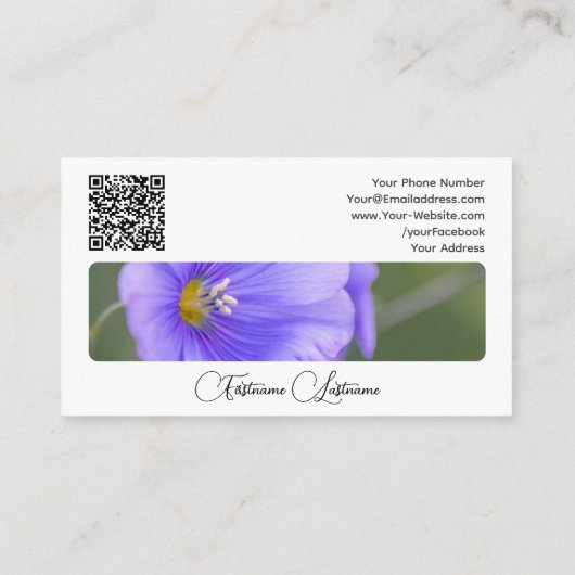 Elegant bloemenbloem bloesem kalligrafie QR-code Visitekaartje (Achterkant)